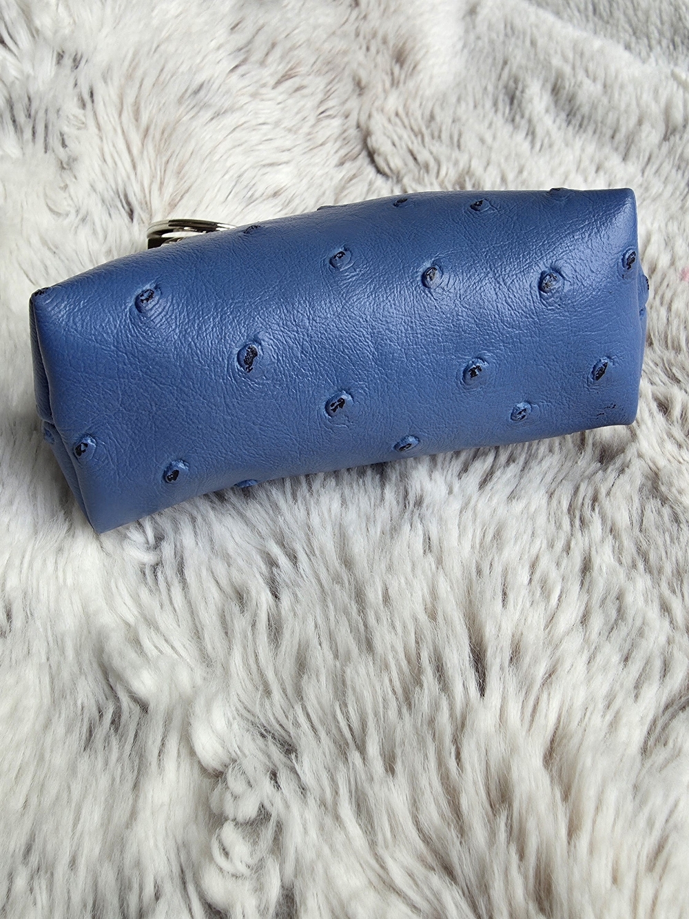 Blue OSTRICH Coin Purse with Keyring - Picture 5 of 7